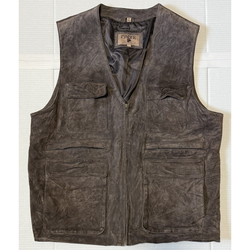 MADISON CREEK OUTFITTERS - Men's Brown Lined Leather Vest - Size Large‎